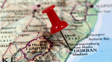 Map showing Durban
